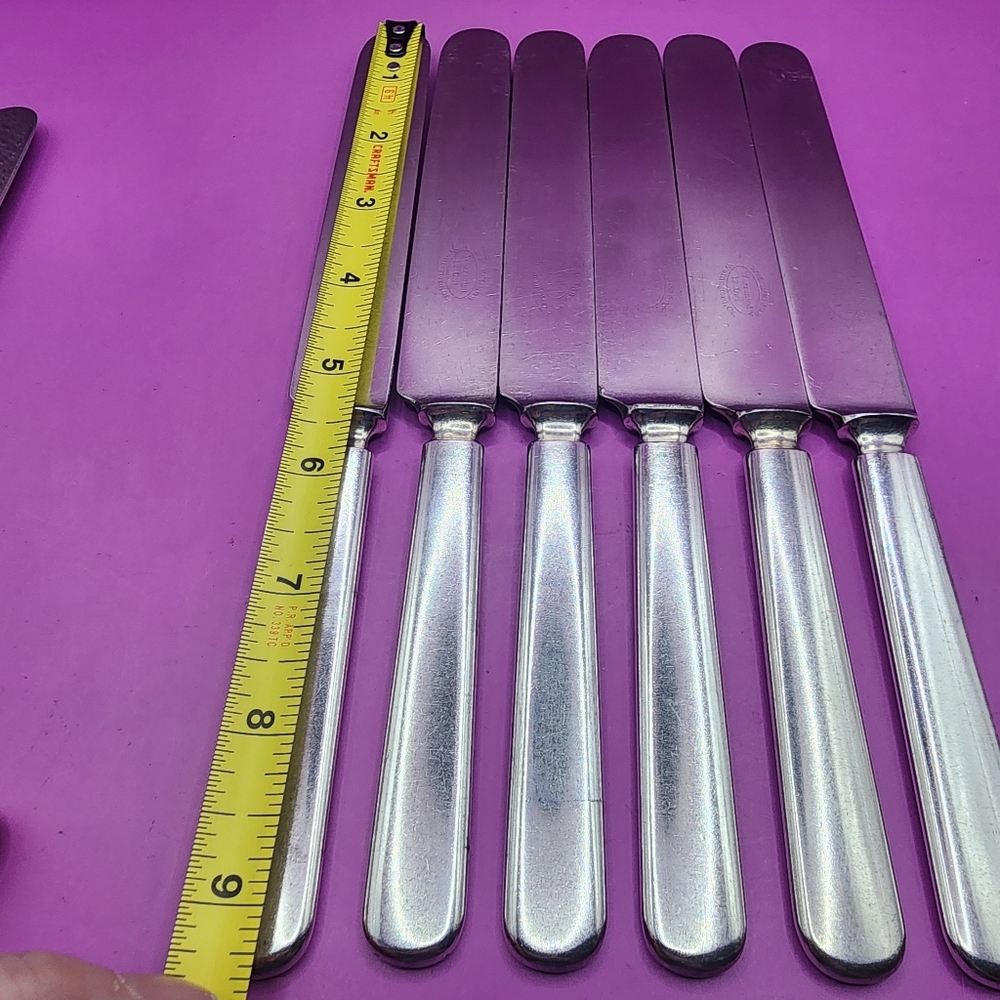 6 Antique 1881 WM Rogers 9 1/4" Table Knives Lot - Picture 5 of 6